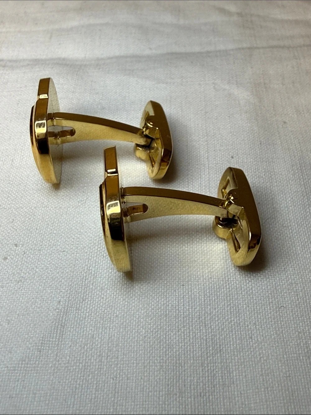 Givenchy Gold Tone & Gray Oval Logo Cufflinks 0.75